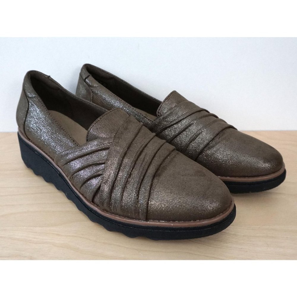Clarks Collection Bronze Metallic Wedge Heels